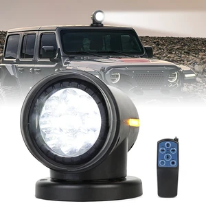OVOVS 360 Rotating 45W LED Spot Search Light Remote Control Marine Searchlight for Boat SUV Off-road Trucks