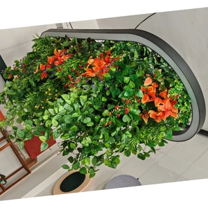 Oval Shaped Pendant Led Lamp for Office Indoor Lighting with Green Plants