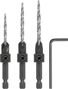 5-Pack Countersink Drill Bit Set, #4, #6, #8, #10,#12, M2 HSS, 4-Flute Design, Adjustable with Included Hex Key