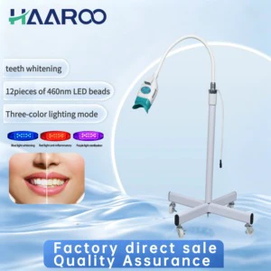 12-LED Cross-Foot Dental Whitening Station - Single Blue Or 3-Color Therapy - Clinic Grade Floor Standing Cold Light Lamp