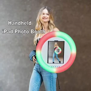Lightweight Portable LED Ring iPad Roamer Handheld Selfie Photobooth With Face Plate Mirror