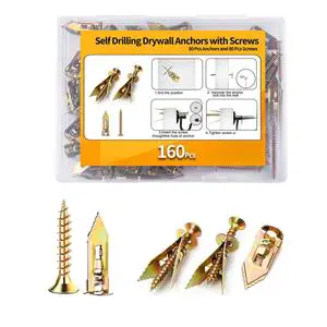 160PCS Drywall Gypsum Board Self-Tapping Screw Anchor Bolt Set No Need to Drill or Punch Holes in the Wall Plastic Box Packaging