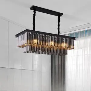 Luxury Modern Crystal Adjustable Height Middle LED Chandelier for Living Room Bedroom Ceiling Lighting