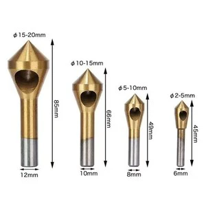 4-Piece Set 90 Degree Drill Bit Inverted Cone Screw Counterbore Cutters Chamfering Deburring Trimming Reaming