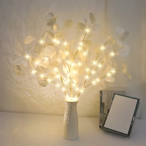 Artificial Eucalyptus Leaf LED Branch Lamp Multicolor Option Flower Vase Decorative Ambient Motif Light Bedroom Livingroom Decor
