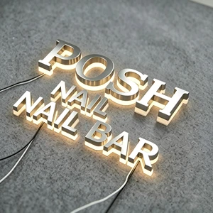 3D Halo Lit LED Sign Stainless Steel Acrylic Warm White Dimmable 1-Year Warranty Custom Shop Front Wall Mounted Illuminated