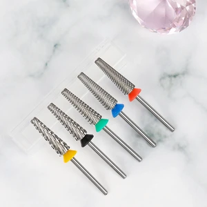 Wholesale Various 5 in 1Nail Drill Bits Rotary Cross Cut Inverted Cone Tapered Extra Long Nails Drill Bit for Electric Manicure