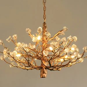 Luxury Crystal Chandelier with Branch Pendant Hanging Living Room Lighting