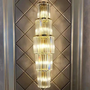 Clear Crystal Home Wall Sconces Parlor Tv Background Wall Lamp Gold Stainless Steel E14 Bulb Lighting Fixtures
