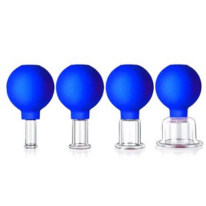 skin suction silicone cups vacuum facial massage set of 4 glass face cupping
