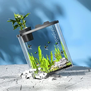 Large Full-Transparent Acrylic Square Aquarium Rockery Set Hydroponic Cover