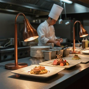 New Rose Gold Heat Lamp Food Warmer Luxury Stainless Steel Electric Buffet Food Warmer Heat Lamp Food Light Hotel Restaurant