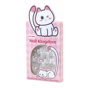 Kids Press on Nails Children Artificial Nail Tips Girls Full Cover Short False Fingernails