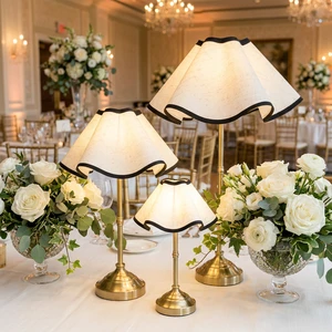 5200mAh Battery Operated Table Lamp Iron and Fabric Cordless Light for Long Duration Wedding Events