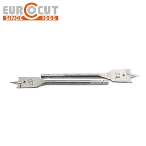 EUROCUT High Carbon Steel Hex Shank Bright Flat Wood Drill Bit for Wood Hole Drilling
