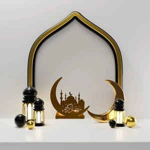 Ramadan Wrought Iron Rectangle Moon Star Lamp Eid Background Festival Activity Islam Gift Party Decoration Set Party Accessories