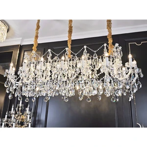 Luxury Modern LED Ceiling Chandeliers Decorative Clear Crystal Dining Table Hanging Lamps for Villa Living Dining Room Lighting
