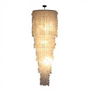 Modern Simple Duplex Long Chandelier Dining Room Lamp LED Iron Crystal Dimmable Apartment Shell Homestay Wedding Lighting Silent