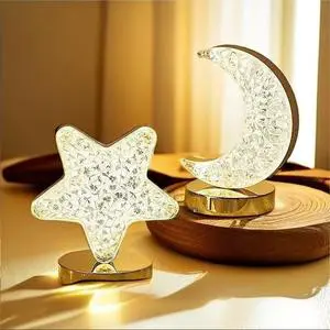 Led Night Light Atmosphere Bedside Rechargeable Touch LED Crystal Modern Stars Moon Led Table Lamp