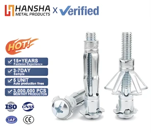 Galvanized Carbon Steel Hollow Wall Expansion Screws for Concrete Gypsum Board Zinc Surface Treatment for Wall Anchors