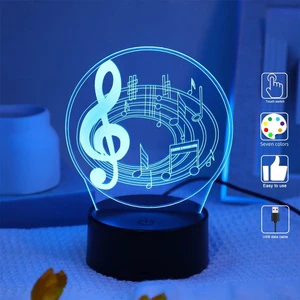 USB 3D Night Light Big Note Shape ABS Material LED for Musician Collection Party Festival Decorative Perfect Gift for Friends