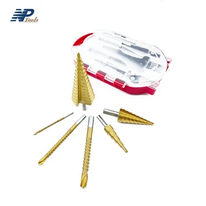 Naipu Step Cone Drill Bit Set HSS Titanium Step Drill Bit Set Saw Tooth for Chamfering and Deburring Edges