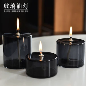 Cylindrical High Borosilicate Glass Oil Lamp European Home Decor Candlestick Holders Lanterns Candle Jars