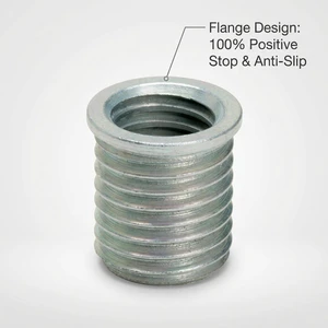 Timesert M12xL24mm Flanged Threaded Insert Carbon Steel Zinc Plated Solid Bushing for Industrial Maintenance and Repair