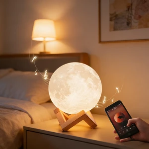 3D Moon Speaker Lamp LED Table Lights Music Boxes Moon Lights Wireless LED Lamp Remote/Touch/Pat Lamps 16 Colors Decor