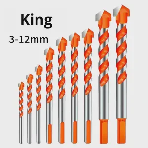 China Manufacturer Wholesale Multi-function Triangle Drill King Drill Tile Concrete Triangular Stainless Steel Red Drilling Bit