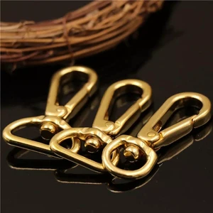 Solid Brass Snap Hooks Swivel Eye Trigger Clips Metal Buckles Leather Crafat Luggage Bag Keychain Dog Collar Lobster Clasps