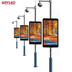 P6 P8 Outdoor LED Billboard Solar Pole Light Lamp LED Displays Lamppost Street Pole Advertising Road Light Pole LED Screen