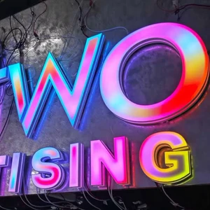 3D Full-Color LED Outdoor Advertisements Glowing Seven-Color Steel Billboards IP54 Weather Resistant Customizable Size for Store