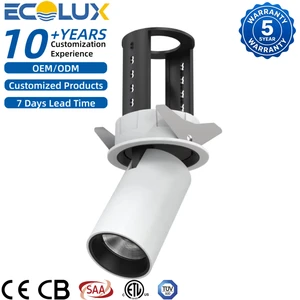 Ecolux Modern Aluminum LED Pull Down Ceiling Lamp Recessed Stretch Spotlight Adjustable Angle Indoor COB Downlights