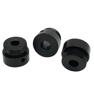 Black Oxide Carbon Steel Precision Machined Threaded Shaft Sleeve Locking Bushing with Set Screw Hole