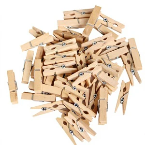 100PCS Wooden Mini Photo Paper Clip Art 3.5cm Interior Decoration Natural Log Color (100 Pcs/Set)