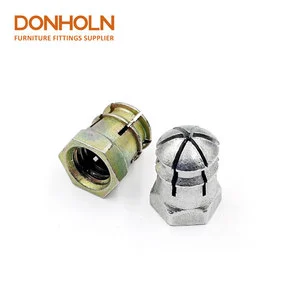 CN3660 M6 Zinc Alloy Expanding Insert Dowel Furniture Fittings Threaded Insert Nut Bolt Fastener