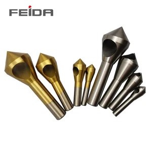 FEIDA Bevel Hole Chamfer 90 Degree Reaming Deburring Shank Countersink Chip Removal Drill Bit Titanium Plated 35mm Working 28mm