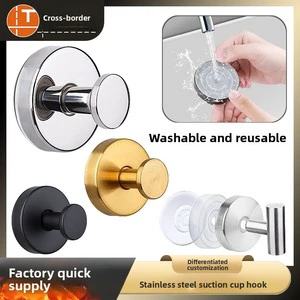 No-Trace Stainless Steel Suction Cup Hook No-Drill Vacuum Multifunctional Modern Simple for Wall in Bathroom Kitchen Wardrobe