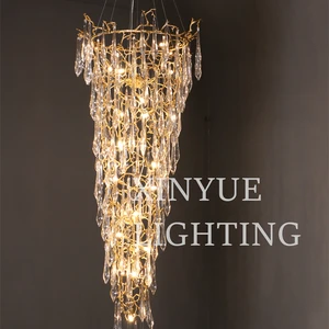 Home Decor Pendant Lamp Living Room Villa Lobby Chandelier Tree Branch Crystal American Style Elegant LED Chandelier XY-6011