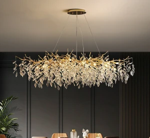 Tree Branch Crystal LED Chandelier American Luxury Restaurant Bedroom Living Room Black Project Installation Installation