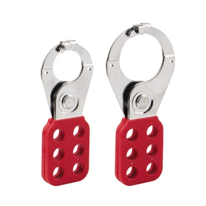 High Quality Safety Red 38mm Steel Shackle Industrial Lockout Hasp Tab For 6 Padlocks ISO9001/CE/OSHA Certified 1 Year Warranty