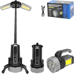 LED Work Light Camping Light Rechargeable with Retractable Stand Extendable Rod for Hiking Repairing Jobsite