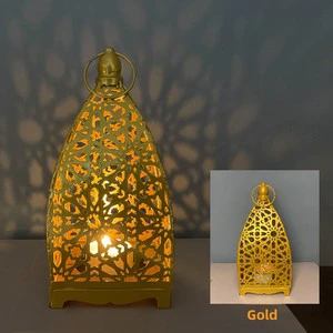 European Style Iron Lantern Candlestick Holder with Star and Moon Design for Home Decoration