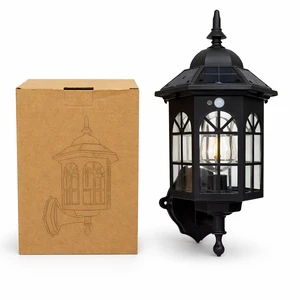 Solar Motion Sensor LED Small Lantern Sconce Waterproof Outdoor Solar Porch Fixture Vintage Garden Wall Battery for Entry Patio