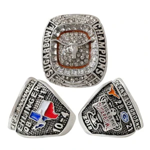 Hot Sale 2018 Texas Longhorns Football Champions Rings High Quality Silver Plated Alloy Sports Ring for Fans Commemorative Gifts