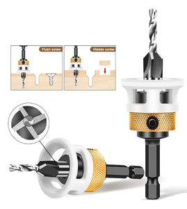Woodworking Depth-Limited Four-Blade Countersink Drill Bit Alloy Head Cone Adjustable Depth Step Drill Hidden Screw Countersink