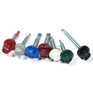 Customized Bright Painted Self Tapping Roofing Screws Oval Head Style Washer White Painted Self Drilling Screws Metric System