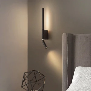 Modern LED Bedside Wall Sconce Reading Spotlight Minimalist Black Wall Lamp for Bedroom & Hotel