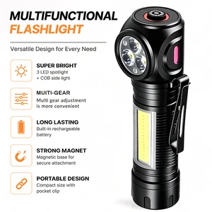LED 600 Lumen Adjustment Rechargeable Mini Edc Flashlight With Pen Clip , Magnetic Base For Home, Camping And Emergencies